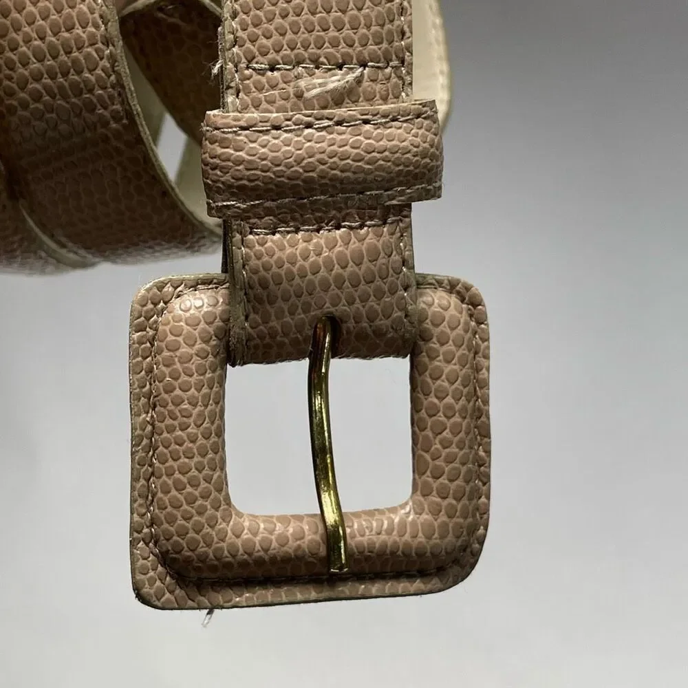Vintage TAIL‎ Pebble Leather Belt Medium Beige Tan Retro Mid Century 29-32